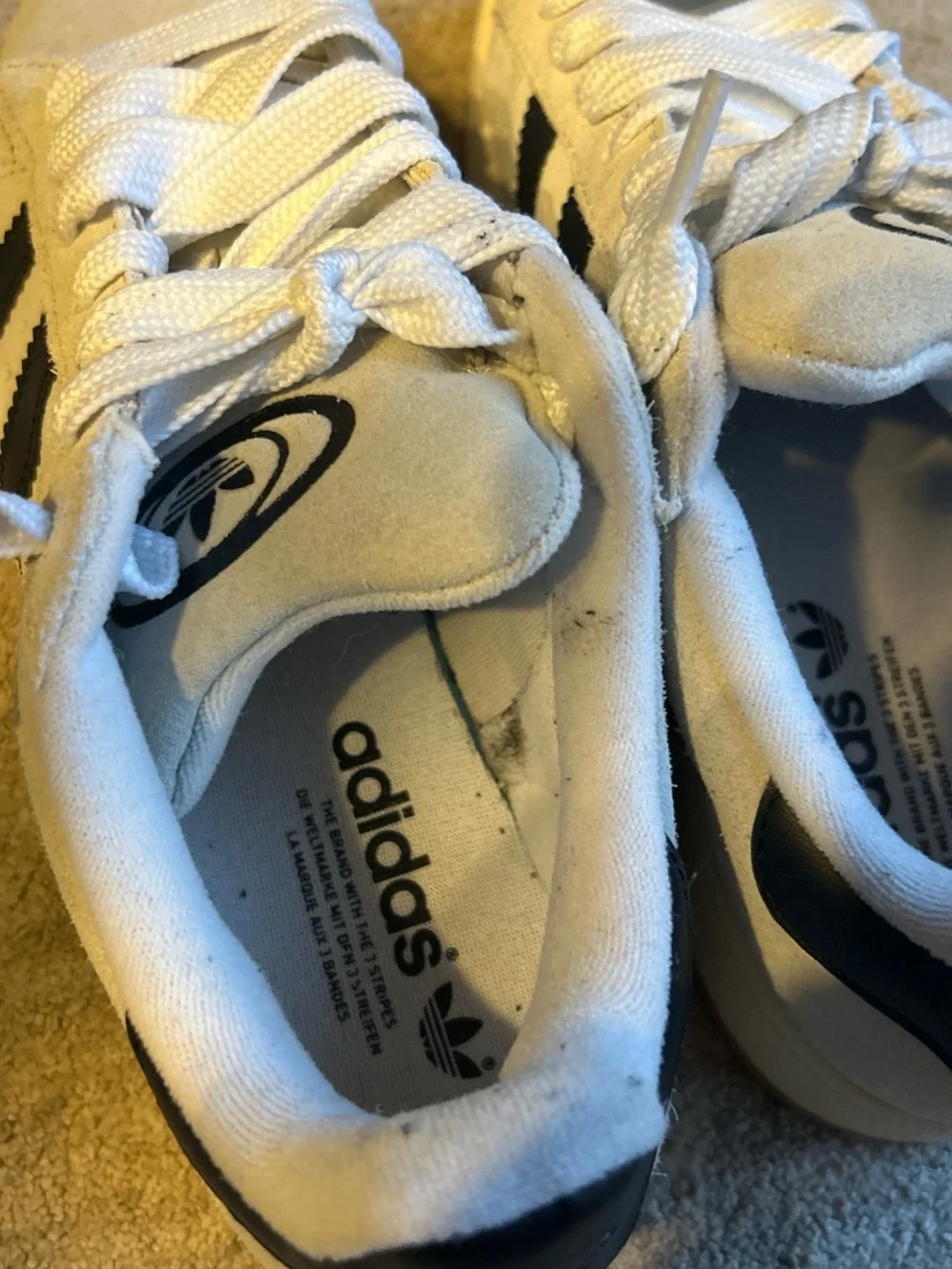 adidas Off-White Suede Sneakers with Black Stripes - Picture 6 of 6